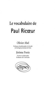 Le vocabulaire de Paul Ricoeur