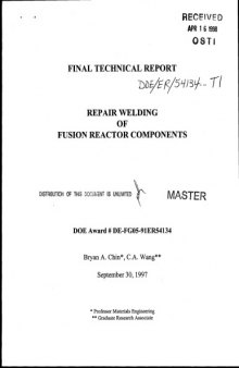 Repair welding of fusion reactor components