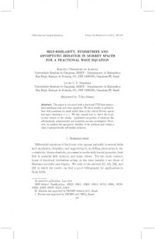 9/10 Self-similarity, symmetries and asymptotic behavior in Morrey spaces for a fractional wave equation