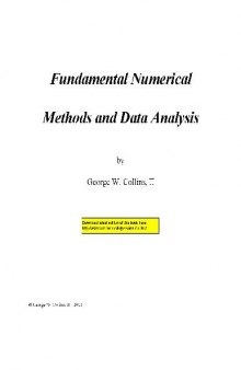 Fundamental Numerical Methods and Data Analysis