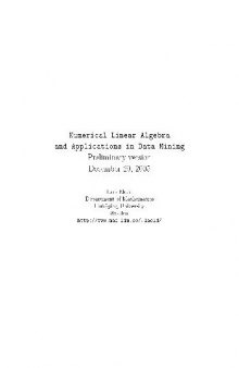 Numerical Linear Algebra and Applications in Data Mining