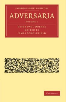 Adversaria, Volume 1 (Cambridge Library Collection - Classics)