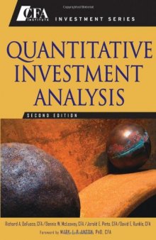 Quantitative Investment Analysis (CFA Institute Investment Series)