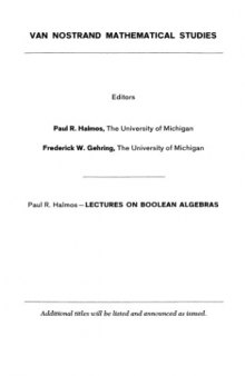 Lectures on Boolean Algebras