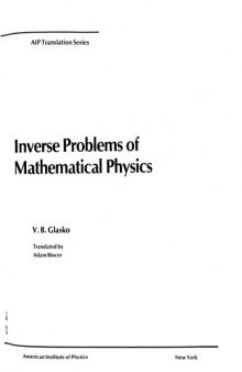 Inverse Problems of Mathematical Physics