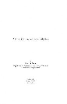 A First Course in Linear Algebra