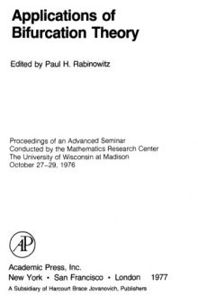 Applications of bifurcation theory: proceedings of an advanced seminar