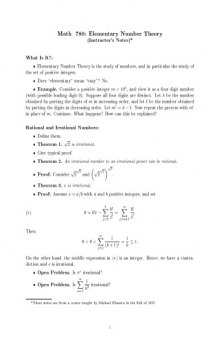 Elementary Number Theory (Math 780 instructors notes)