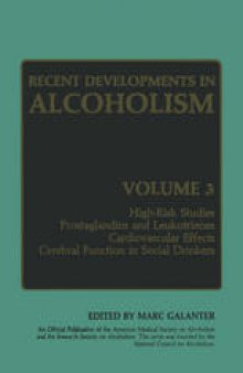 Recent Developments in Alcoholism: Volume 3