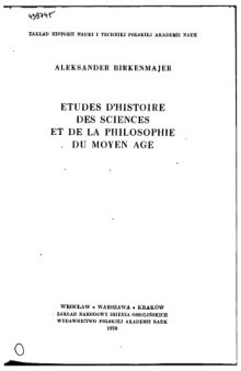 Etudes d'historie des sciences et de la philosophie du moyen age