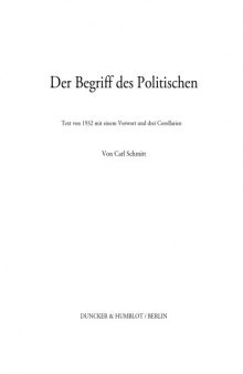 Der Begriff des Politischen  