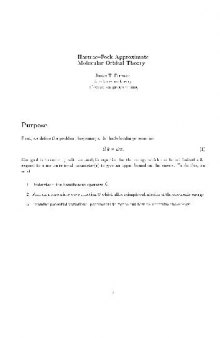 Hartree-Fock Approximate Molecular Orbital Theory