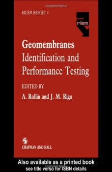Geomembranes: identification and performance testing: report of Technical Committee 103-MGH, Mechanical and Hydraulic Testing of Geomembranes, RILEM, (the International Union of Testing and Research Laboratories for Materials and Structures)