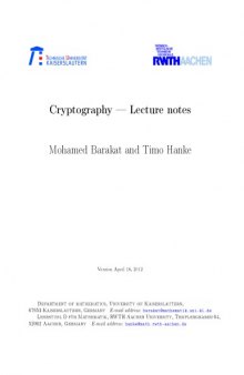 Cryptography -- Lecture notes