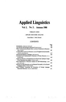 Applied Linguistics Vol. I, No.3, Autumn 1980  
