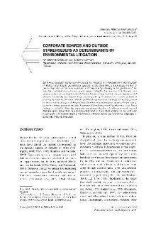 Corporate Boards and Outside Stakeholders as Determinants of Env Litig