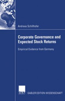 Corporate Governance and Expected Stock Returns: Empirical Evidence from Germany