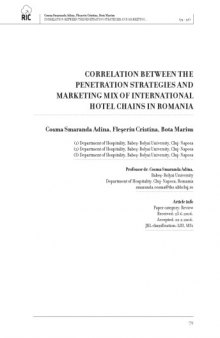 CORRELATION BETWEEN THE PENETRATION STRATEGIES AND MARKETING MIX OF INTERNATIONAL HOTEL CHAINS IN ROMANIA