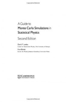 A Guide to Monte Carlo Simulations in Statistical Physics, Second Edition