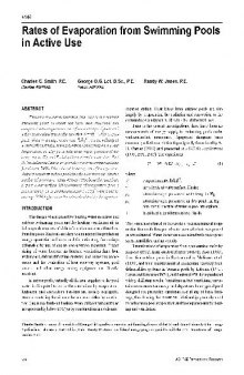 ASHRAE 4146..Rates of Evaporation from Swimming Pools in Active Use