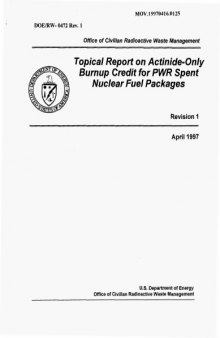 Actinide-Only Burnup Credit for PWR Spent Nuclear Fuel Packages