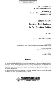 Specification for low alloy electrodes for flux cored arc welding