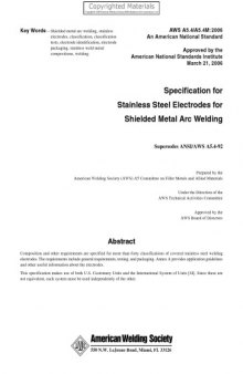 Specification for stainless steel electrodes for shielded metal arc welding