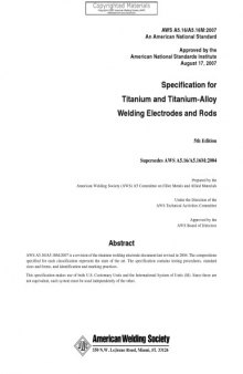 Specification for titanium and titanium-alloy welding electrodes and rods