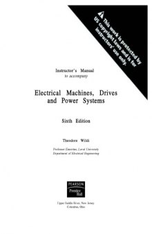 Electrical Machines, Drives and Power Systems Sixth Edition (Instructor's Manual)