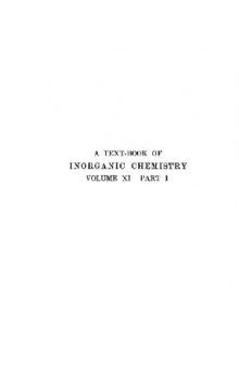A textbook of inorganic chemistry vol.XI part I Organometalic compounds. Derivatives of the elements of groups I to IV