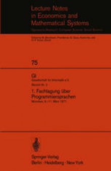 1. Fachtagung über Programmiersprachen: München, 9.–11. März 1971