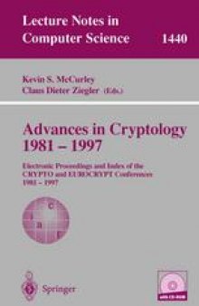 Advances in Cryptology 1981 – 1997: Electronic Proceedings and Index of the CRYPTO and EUROCRYPT Conferences 1981 – 1997