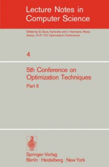5th Conference on Optimization Techniques Part II
