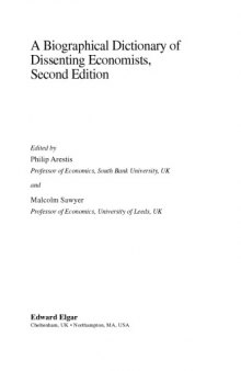 A Biographical Dictionary of Dissenting Economists Second Edition
