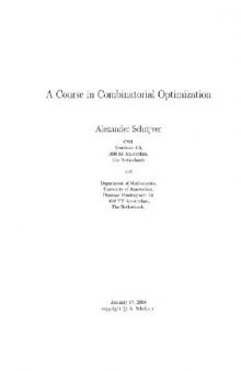 A course in combinatorial optimization