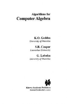 Algorithms for Computer Algebra english