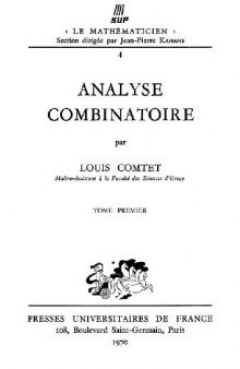 Analyse combinatoire, tome 1