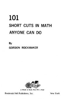 101 short cuts in math anyone can do