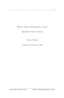 2WF15 - Discrete Mathematics 2 - Part 1: Algorithmic Number Theory