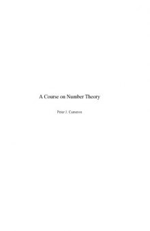 A Course on Number Theory [Lecture notes]