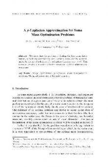 A p-Laplacian Approximation for Some Mass Optimization Problems