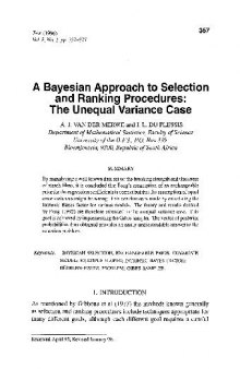 A Bayesian Approach to Selection and Ranking Procedures: The Unequal Variance Case