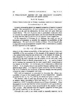 A Preliminary Report on the Magnetic Susceptibilities of Some Cases