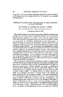 Refractive Index and Solubilities of the Nitrates of Lead Isotopes (1918)(en)(2s)