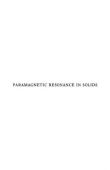 Paramagnetic Resonance in Solids