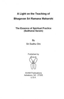 A Light on the Teaching of Bhagavan Sri Ramana Maharshi