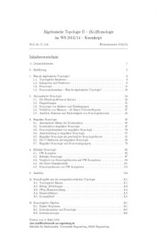 Algebraische Topologie II -- (Ko)Homologie im WS 2013/14 -- Kurzskript