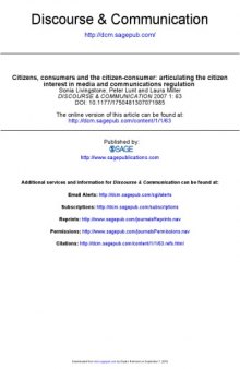Citizens, consumers and the citizenconsumer: articulating the citizen interest in media and communications regulation