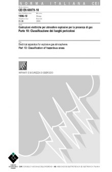 CEI EN 60079-10 Electrical Apparatus For Explosive Gas Atmospheres. Classification Of Hazardous Areas