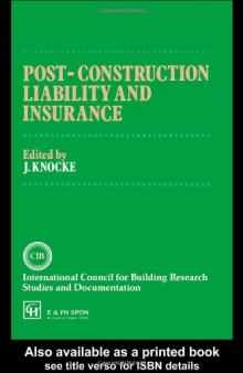 Post-Construction Liability and Insurance (The National Swedish Institute for Building Research)